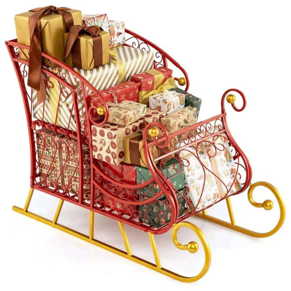 Metal Christmas Santa Sleigh Basket 2-Tier Xmas Santa's Gift Storage Sleigh Cartsfy Inc.