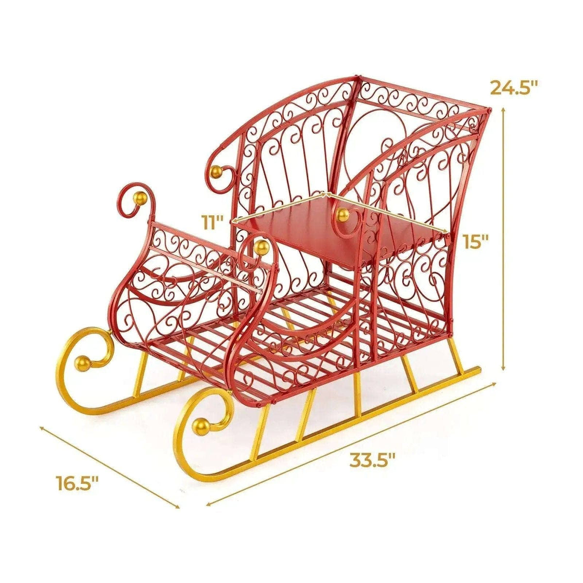 Metal Christmas Santa Sleigh Basket 2-Tier Xmas Santa's Gift Storage Sleigh Cartsfy Inc.