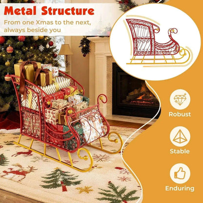Metal Christmas Santa Sleigh Basket 2-Tier Xmas Santa's Gift Storage Sleigh Cartsfy Inc.