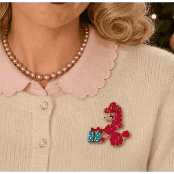 Mimi Loves Christmas Brooch by Miss Fluff x Lipstick & Chrome Cartsfy Inc.