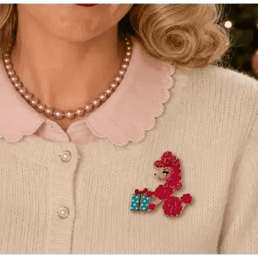 Mimi Loves Christmas Brooch by Miss Fluff x Lipstick & Chrome Cartsfy Inc.