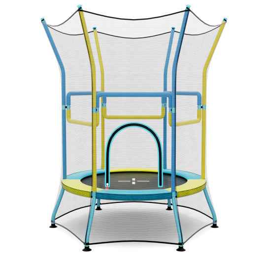 Mini Trampoline for Kids with Safety Enclosure Net and Foam Handles-Yellow Cartsfy Inc.