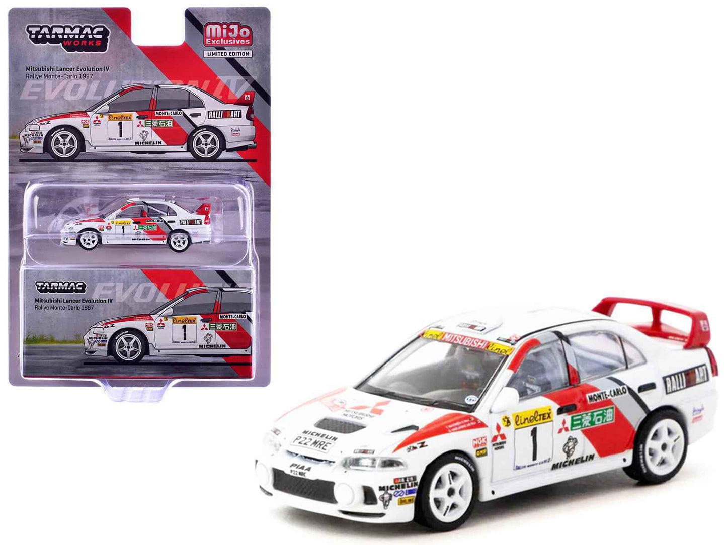Mitsubishi Lancer Evolution IV #1 Tommi Makinen - Seppo Harjanne 3rd Place "Monte Carlo Rally" (1997) "Global64" Series 1/64 Diecast Model by Tarmac Works Cartsfy Inc.