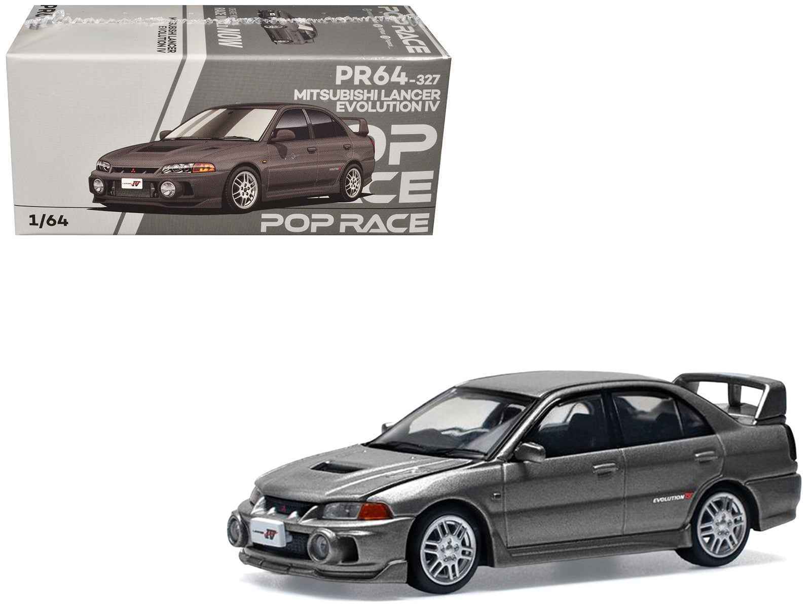 Mitsubishi Lancer Evolution IV RHD (Right Hand Drive) Dark Gray Metallic 1/64 Diecast Model Car by Pop Race Cartsfy Inc.