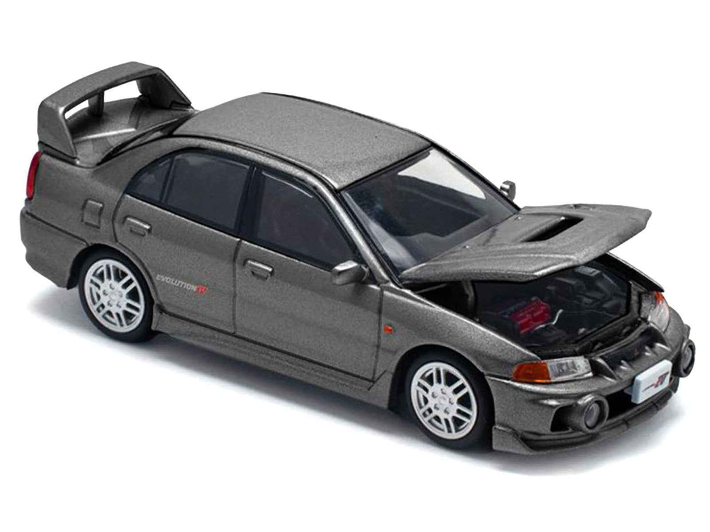 Mitsubishi Lancer Evolution IV RHD (Right Hand Drive) Dark Gray Metallic 1/64 Diecast Model Car by Pop Race Cartsfy Inc.