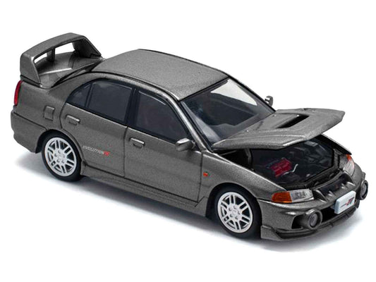 Mitsubishi Lancer Evolution IV RHD (Right Hand Drive) Dark Gray Metallic 1/64 Diecast Model Car by Pop Race Cartsfy Inc.