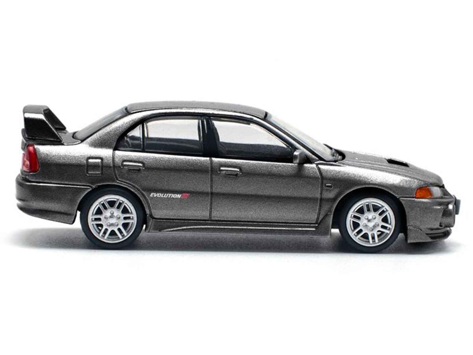 Mitsubishi Lancer Evolution IV RHD (Right Hand Drive) Dark Gray Metallic 1/64 Diecast Model Car by Pop Race Cartsfy Inc.