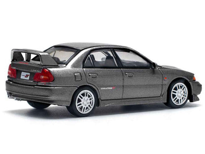 Mitsubishi Lancer Evolution IV RHD (Right Hand Drive) Dark Gray Metallic 1/64 Diecast Model Car by Pop Race Cartsfy Inc.