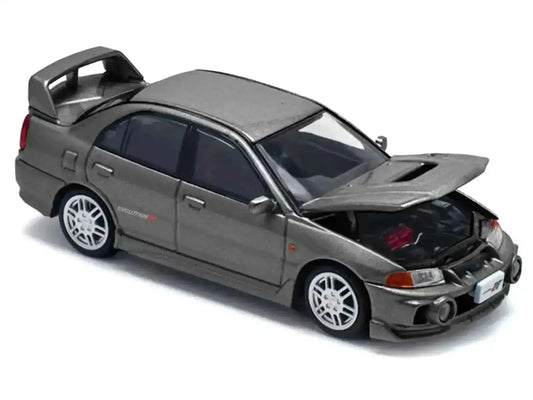 Mitsubishi Lancer Evolution IV RHD (Right Hand Drive) Dark Gray Metallic 1/64 Diecast Model Car by Pop Race Cartsfy Inc.
