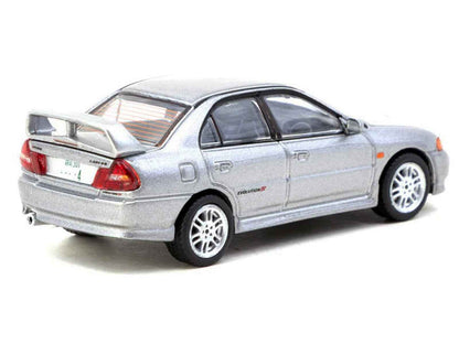 Mitsubishi Lancer Evolution IV Silver Metallic with Tarmac Cards "Global64" Series 1/64 Diecast Model by Tarmac Works Miniature Motors Default Title Default Title-
