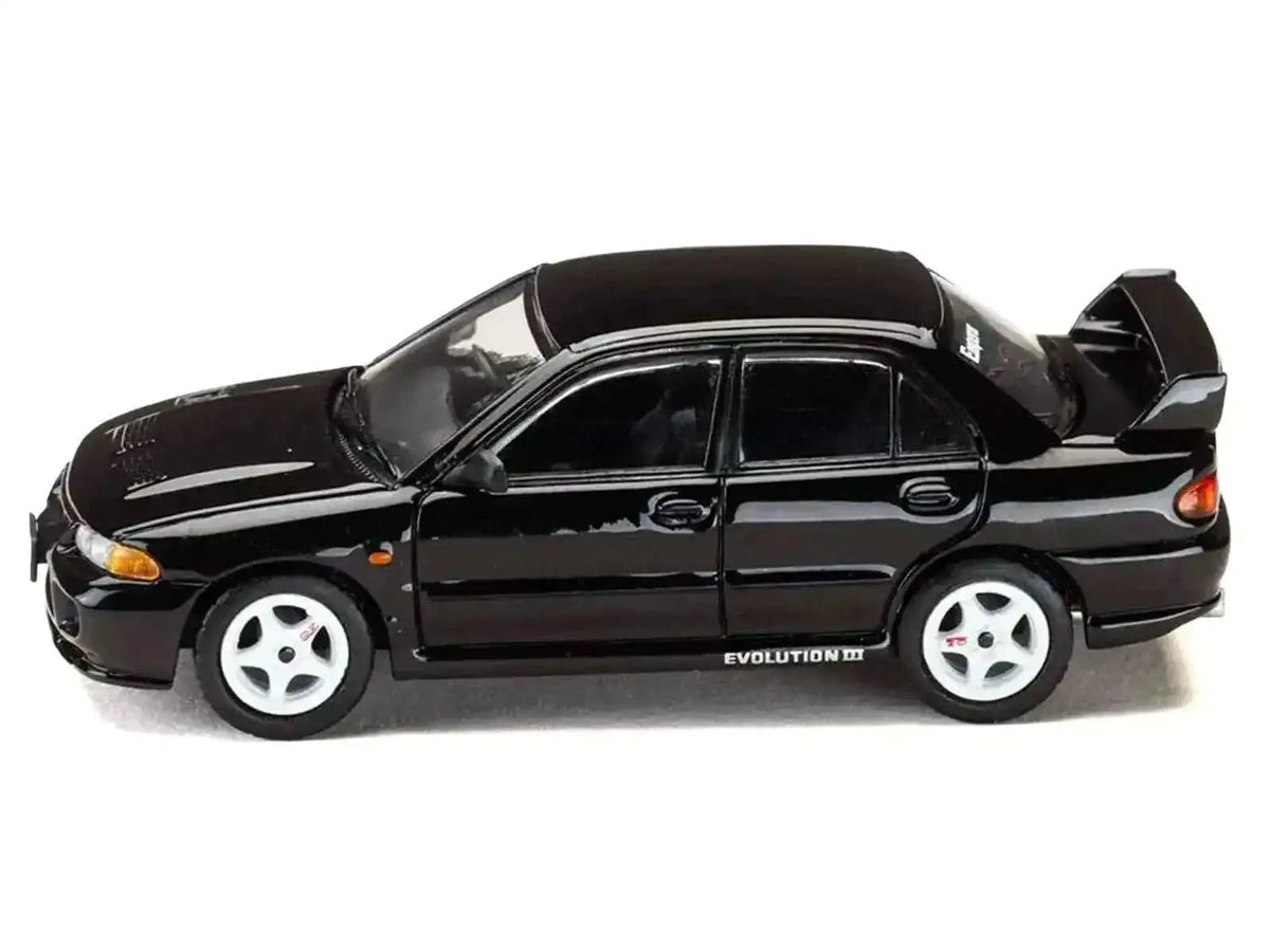 Mitsubishi Lancer RS Evolution III RHD (Right Hand Drive) Black "Initial D" (1995-2013) Manga "Diorama Set Series" 1/64 Diecast Model car by Hobby Japan Cartsfy Inc.