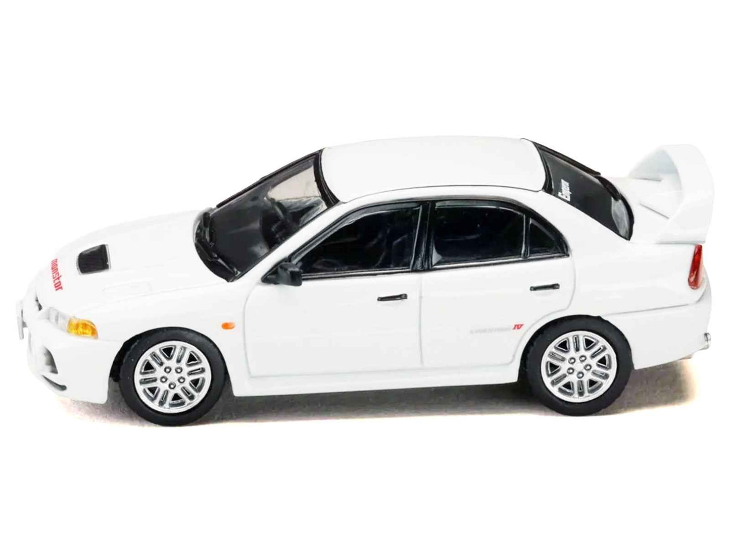 Mitsubishi Lancer RS Evolution IV RHD (Right Hand Drive) "MonStar" White "Initial D" (1995-2013) Manga "Diorama Set Series" 1/64 Diecast Model car by Hobby Japan Cartsfy Inc.