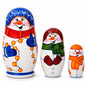Set of 3 Snowman Wooden Christmas Nesting Dolls 4.25 Inches