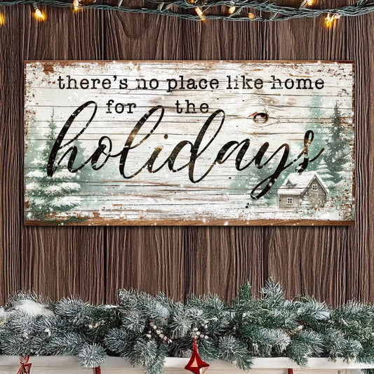 There's No Place Like Home For The Holidays Christmas Sign III Tailored Canvases 20x10 inch Medium Premium Gallery Wrapped 48x24 inch Large Premium Gallery Wrapped 60x30 inch Extra Large Premium Gallery Wrapped 20x10 inch Medium Premium Gallery Wrapped-48x24 inch Large Premium Gallery Wrapped-60x30 inch Extra Large Premium Gallery Wrapped-