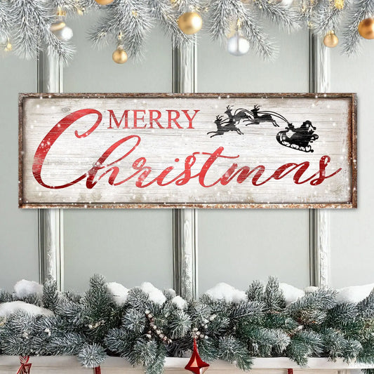 Vintage Merry Christmas Sign Tailored Canvases 8x24 inch Medium Premium Gallery Wrapped 12x36 inch Medium Premium Gallery Wrapped 16x48 inch Large Premium Gallery Wrapped 8x24 inch Medium Premium Gallery Wrapped-12x36 inch Medium Premium Gallery Wrapped-16x48 inch Large Premium Gallery Wrapped-