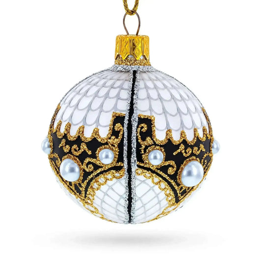Mother Of Pearl on Gold Filigree Glass Ball Christmas Ornament 2.4 Inches Cartsfy Inc.