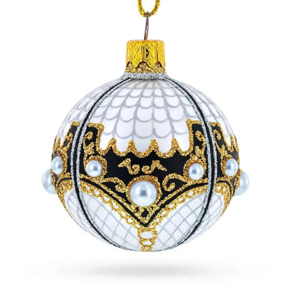 Mother Of Pearl on Gold Filigree Glass Ball Christmas Ornament 2.4 Inches Cartsfy Inc.
