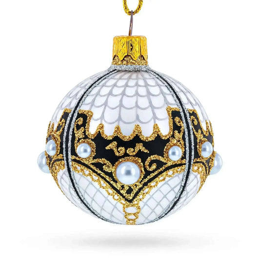 Mother Of Pearl on Gold Filigree Glass Ball Christmas Ornament 2.4 Inches Cartsfy Inc.