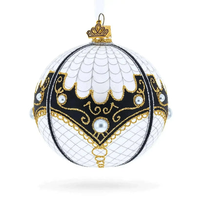 Mother Of Pearl on White Glass Ball Christmas Ornament 4 Inches Cartsfy Inc.