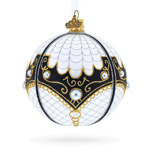 Mother Of Pearl on White Glass Ball Christmas Ornament 4 Inches Cartsfy Inc.