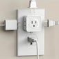 Wall-mounted socket adapter extension with two outlets and power socket, white.