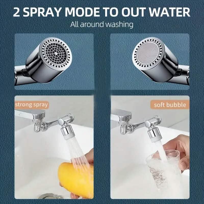 Rotating faucet extender head with two spray modes, chrome finish