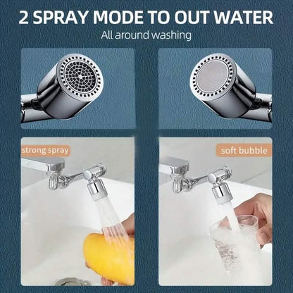Rotating faucet extender head with two spray modes, chrome finish
