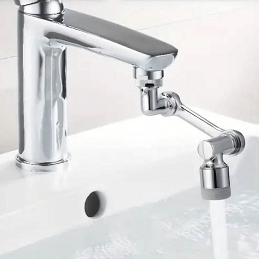 Chrome rotating faucet extender with adjustable outlet and filter sprayer head