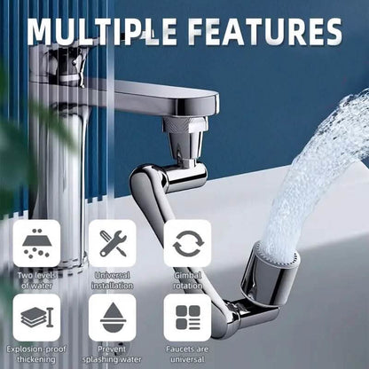 Multi-functional rotating bathroom sink faucet with handheld sprayer and flexible hose