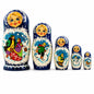Set of 5 Family Christmas Celebration Wooden Nesting Dolls 6.5 Inches