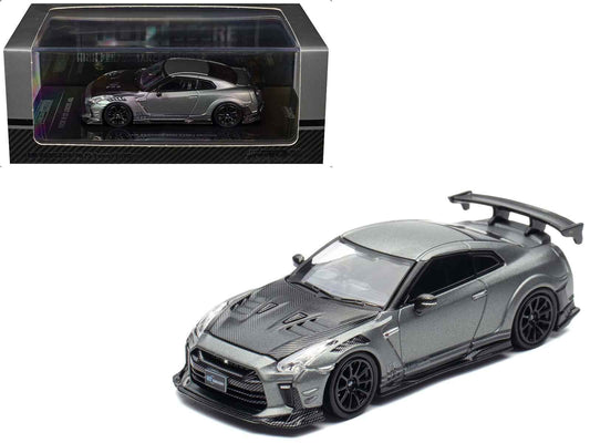 Nissan GT-R (R35) "Top Secret" RHD (Right Hand Drive) Gray Metallic with Carbon Hood "IAM Bangkok 2025 Event Edition" 1/64 Diecast Model Car by Inno Models Cartsfy Inc.