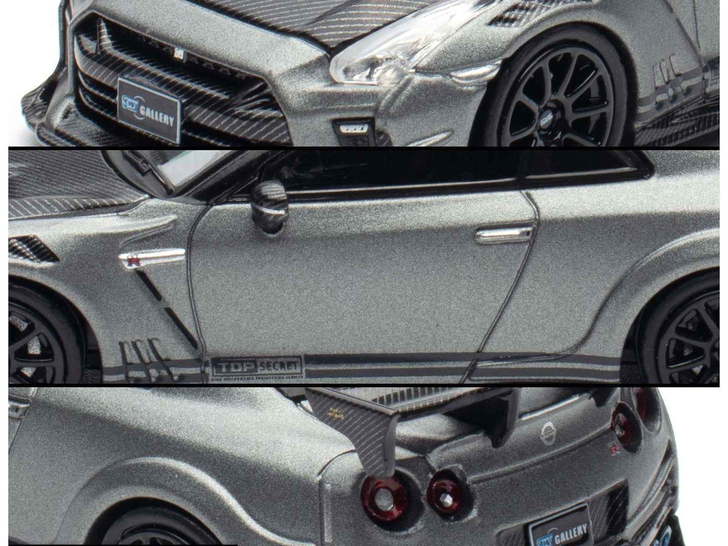 Nissan GT-R (R35) "Top Secret" RHD (Right Hand Drive) Gray Metallic with Carbon Hood "IAM Bangkok 2025 Event Edition" 1/64 Diecast Model Car by Inno Models Cartsfy Inc.