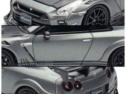 Nissan GT-R (R35) "Top Secret" RHD (Right Hand Drive) Gray Metallic with Carbon Hood "IAM Bangkok 2025 Event Edition" 1/64 Diecast Model Car by Inno Models Cartsfy Inc.