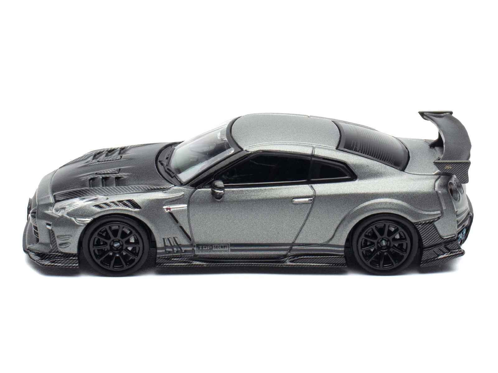 Nissan GT-R (R35) "Top Secret" RHD (Right Hand Drive) Gray Metallic with Carbon Hood "IAM Bangkok 2025 Event Edition" 1/64 Diecast Model Car by Inno Models Cartsfy Inc.