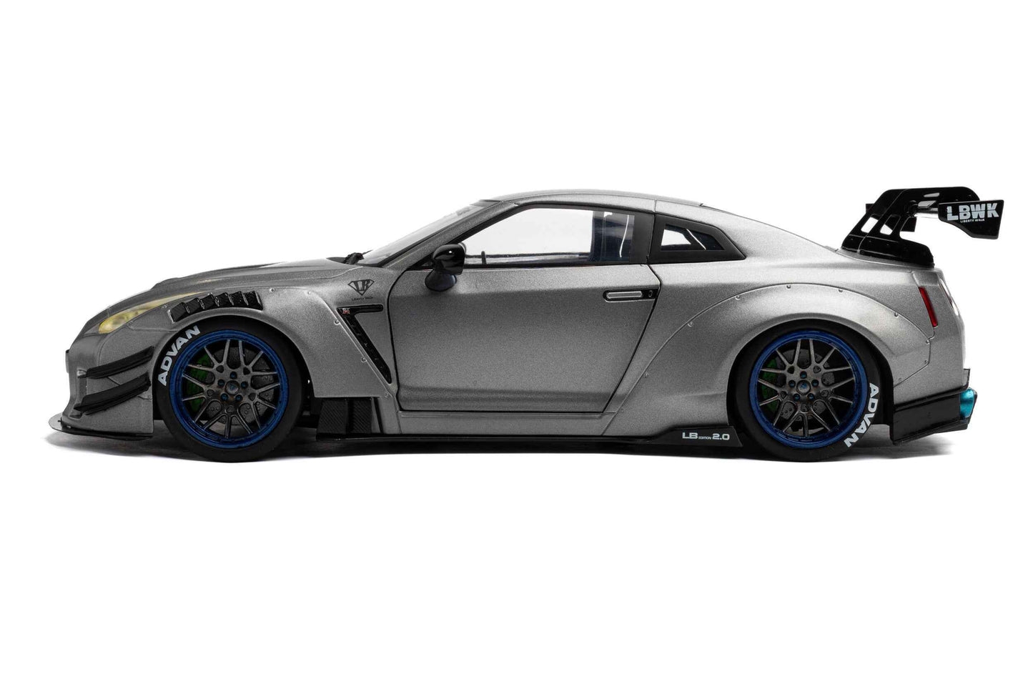 Solido 2023 Nissan GT-R (R35) W/ Liberty Walk Body Kit 2.0 Silver 1:18