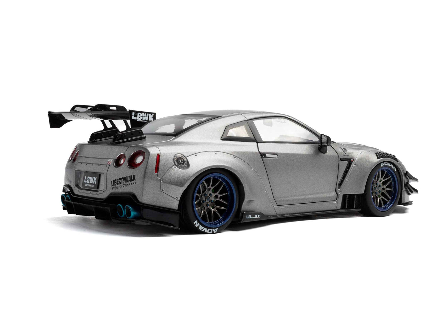 Solido 2023 Nissan GT-R (R35) W/ Liberty Walk Body Kit 2.0 Silver 1:18