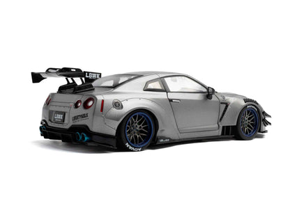 Solido 2023 Nissan GT-R (R35) W/ Liberty Walk Body Kit 2.0 Silver 1:18