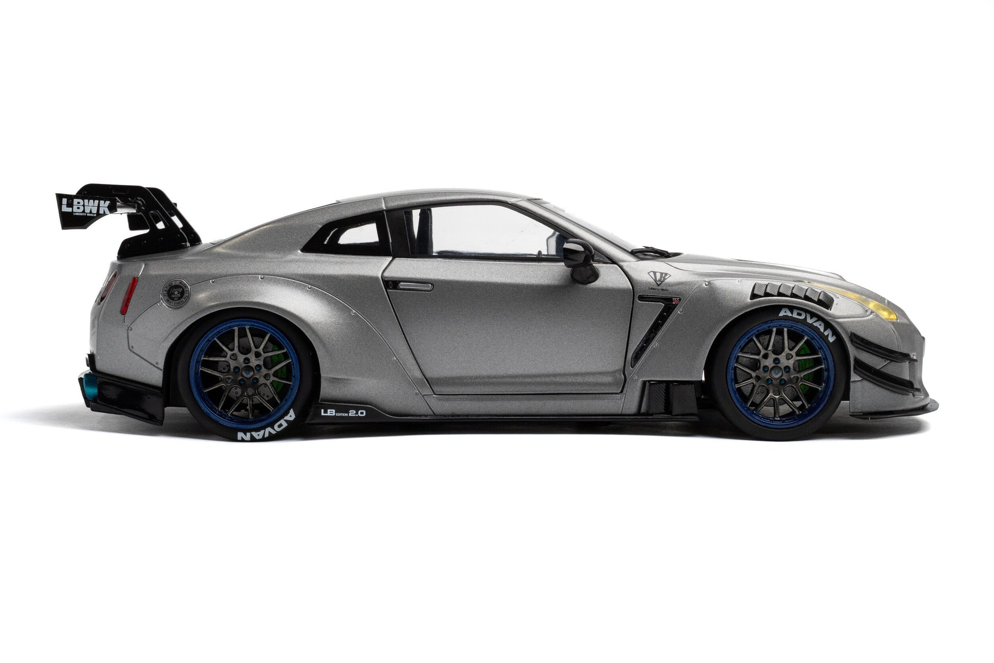 Solido 2023 Nissan GT-R (R35) W/ Liberty Walk Body Kit 2.0 Silver 1:18