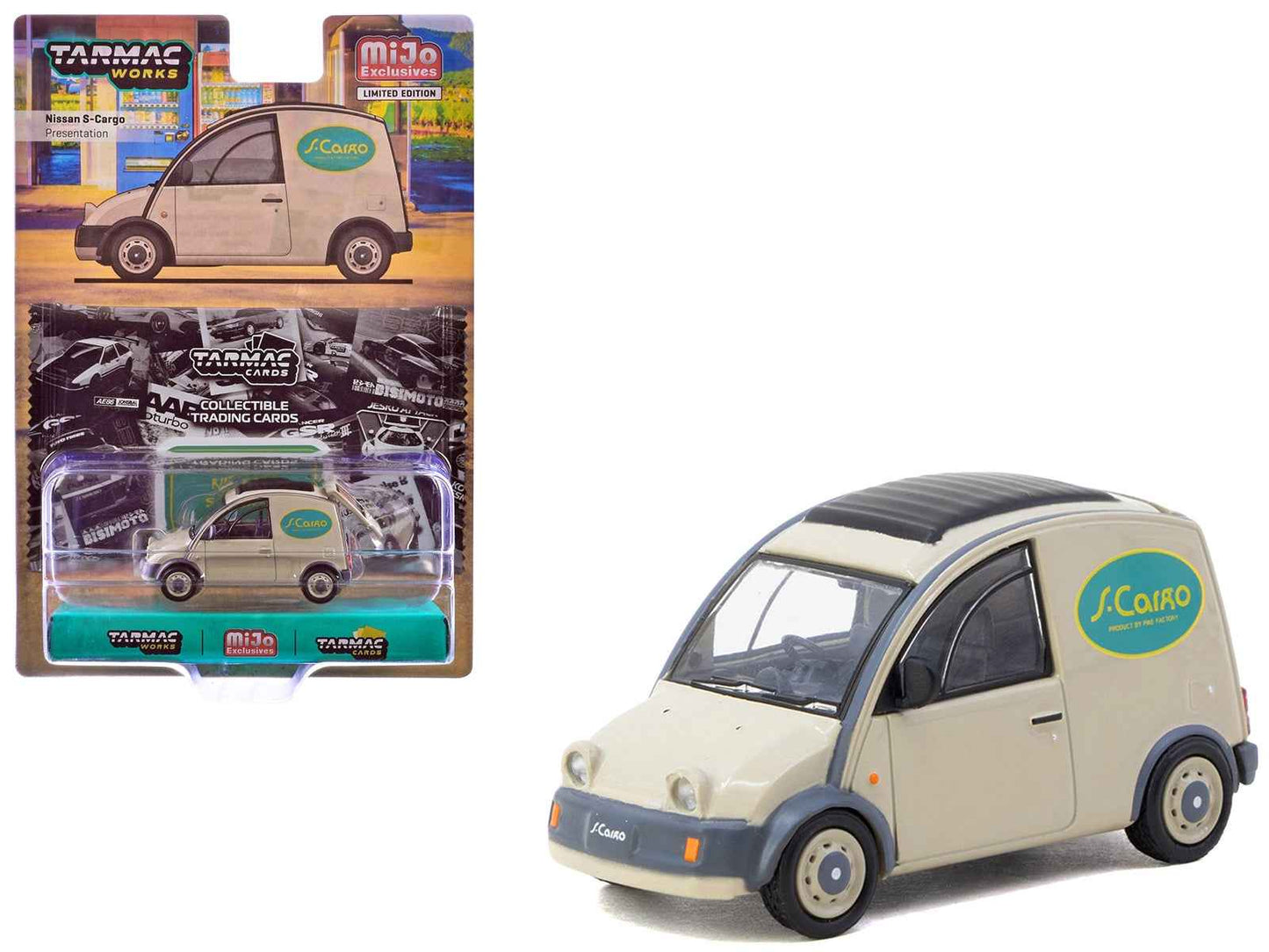 Nissan S-Cargo Van RHD (Right Hand Drive) "Presentation" Beige with Tarmac Cards "Global64" Series 1/64 Diecast Model Car by Tarmac Works Cartsfy Inc.