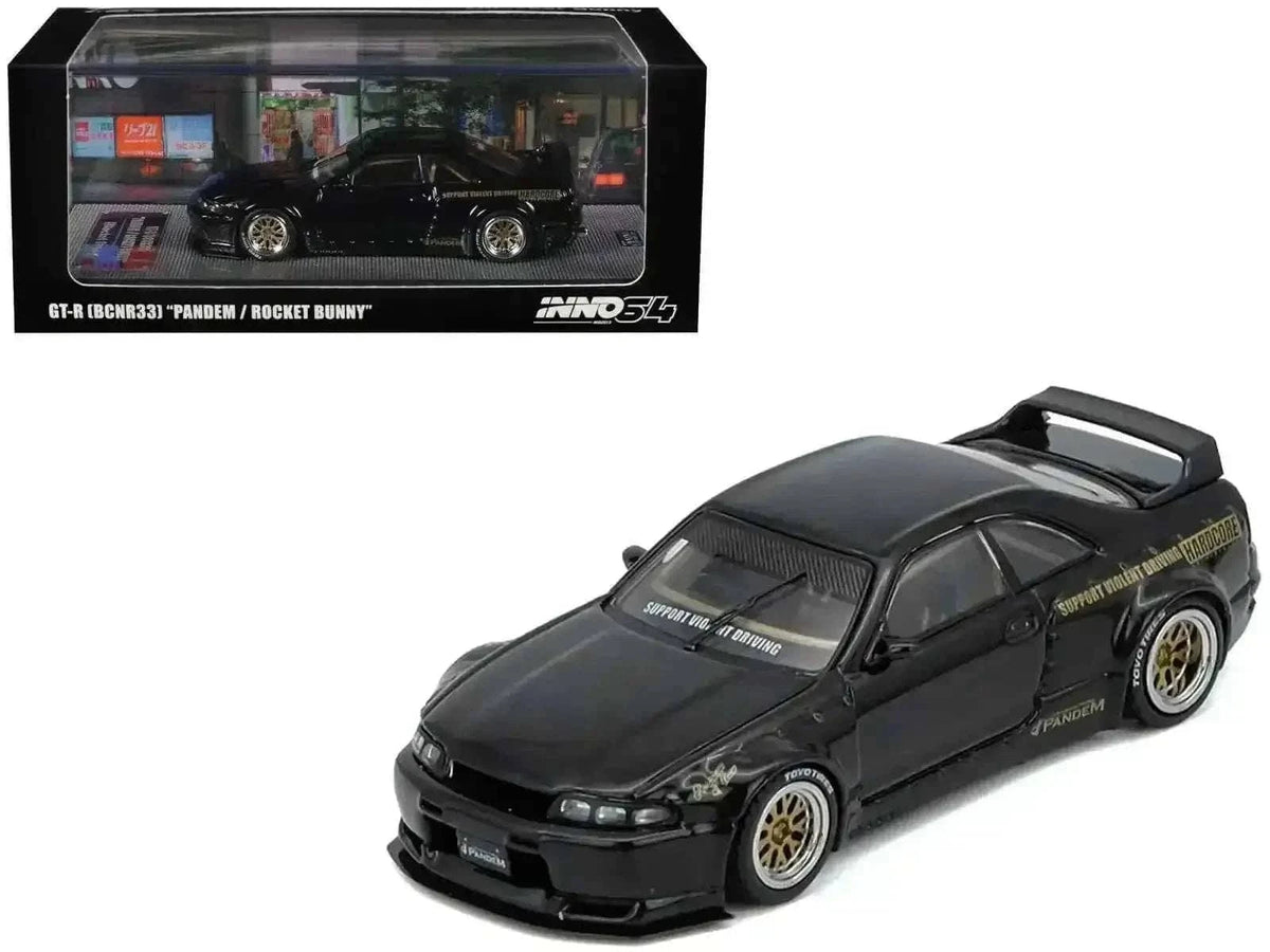 Nissan Skyline GT-R (BCNR33) RHD (Right Hand Drive) "Pandem - Rocket Bunny" Black 1/64 Diecast Model Car by Inno Models Cartsfy Inc.