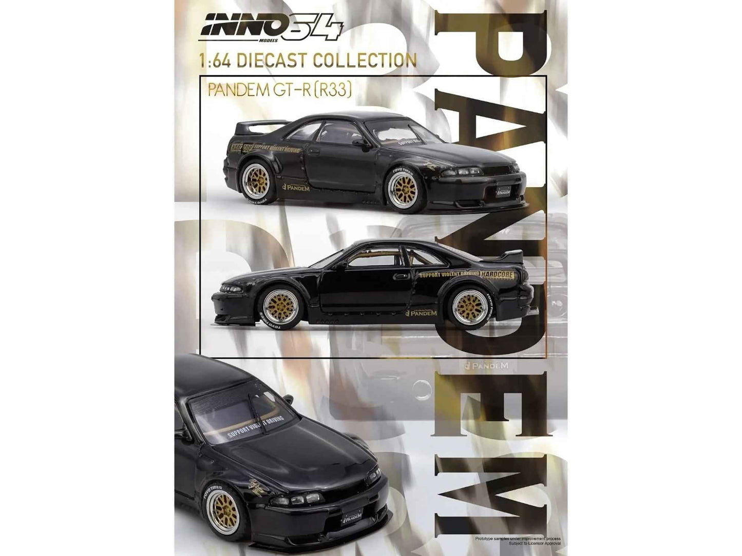 Nissan Skyline GT-R (BCNR33) RHD (Right Hand Drive) "Pandem - Rocket Bunny" Black 1/64 Diecast Model Car by Inno Models Cartsfy Inc.