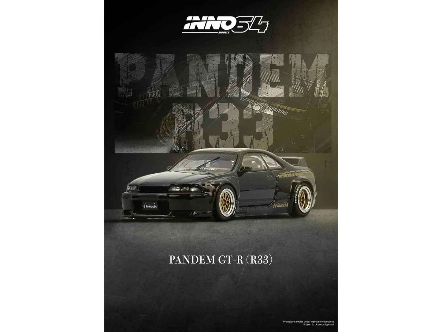 Nissan Skyline GT-R (BCNR33) RHD (Right Hand Drive) "Pandem - Rocket Bunny" Black 1/64 Diecast Model Car by Inno Models Cartsfy Inc.