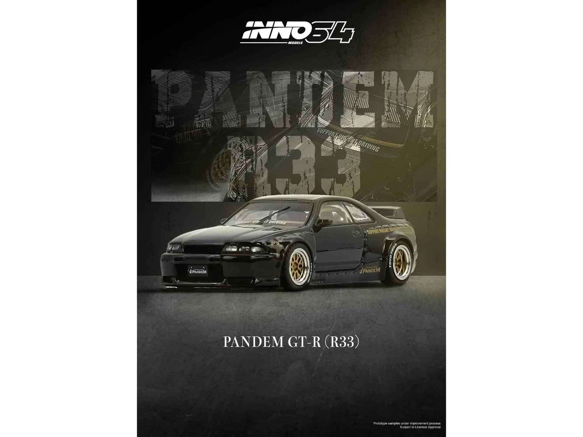 Nissan Skyline GT-R (BCNR33) RHD (Right Hand Drive) "Pandem - Rocket Bunny" Black 1/64 Diecast Model Car by Inno Models Cartsfy Inc.
