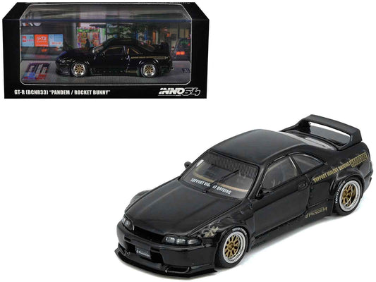 Nissan Skyline GT-R (BCNR33) RHD (Right Hand Drive) "Pandem - Rocket Bunny" Black 1/64 Diecast Model Car by Inno Models Cartsfy Inc.