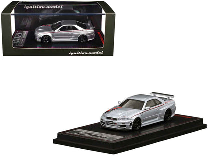 Nissan Skyline GT-R (BNR34) Z-Tune Nismo RHD (Right Hand Drive) Silver Metallic with Graphics 1/64 Diecast Model Car by Ignition Model Cartsfy Inc.