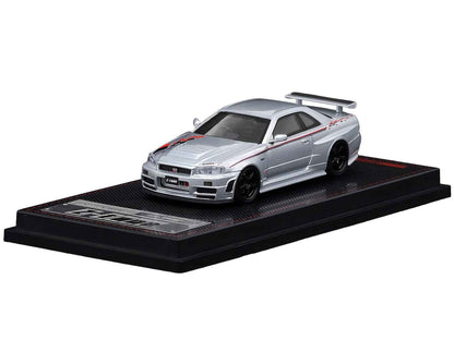 Nissan Skyline GT-R (BNR34) Z-Tune Nismo RHD (Right Hand Drive) Silver Metallic with Graphics 1/64 Diecast Model Car by Ignition Model Cartsfy Inc.