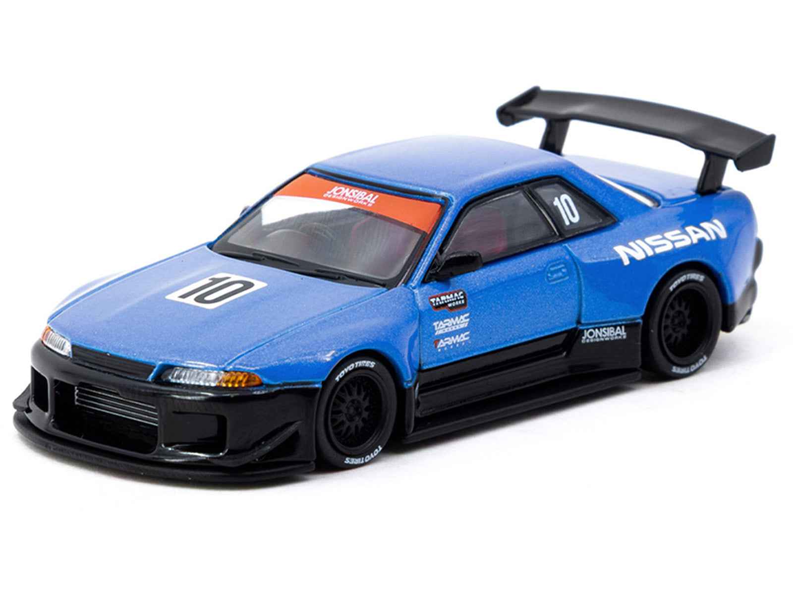 Nissan Skyline (R32) Widebody RHD (Right Hand Drive) #10 "Tarmac Works 10th Anniversary" Blue Metallic "Global64" 1/64 Diecast Model Car by Tarmac Works Miniature Motors Default Title Default Title-