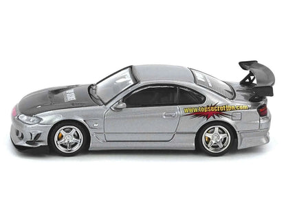 Nissan "Top Secret" Silvia (S15) RHD (Right Hand Drive) Silver Metallic with Carbon Hood 1/64 Diecast Model Car by Inno Models Cartsfy Inc.