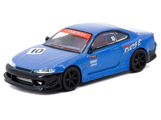 Nissan Vertex Silvia (S15) RHD (Right Hand Drive) #10 "Tarmac Works 10th Anniversary" Blue Metallic "Global64" 1/64 Diecast Model Car by Tarmac Works Cartsfy Inc.