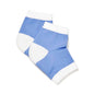 Non-vented moisturizing heel sleeves, light blue with white side panels, cuffed pair